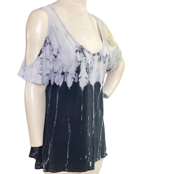 Urban X Short Sleeve Open Shoulder Tie Dye Cotton Tunic Tee Top M #146D - Picture 3 of 6